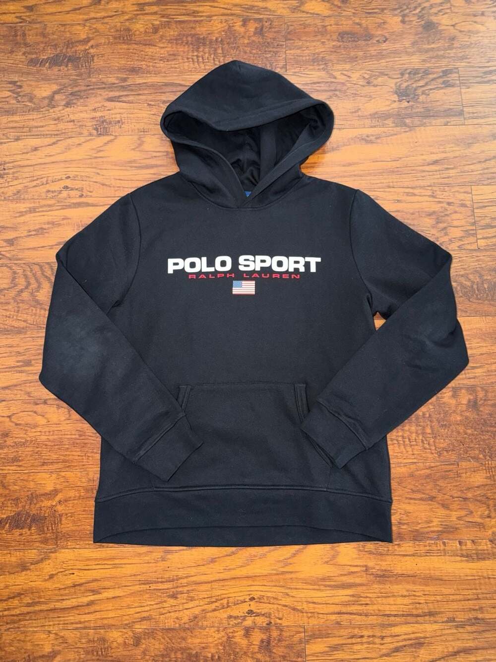 Polo Sport Ralph Lauren Boys XL (18-20) Flag Logo Fleece Hoodie Black